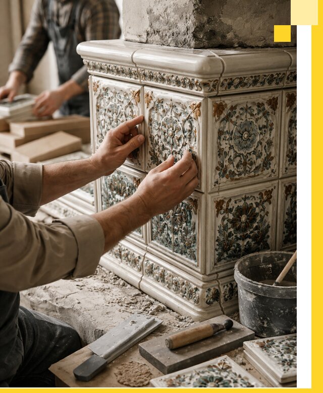 Изразцовые камины под ключ в Невинномысске: проект и монтаж