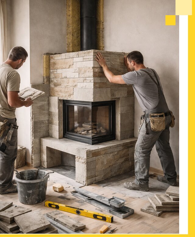 Угловые камины под ключ проект, монтаж и отделка в Невинномысске