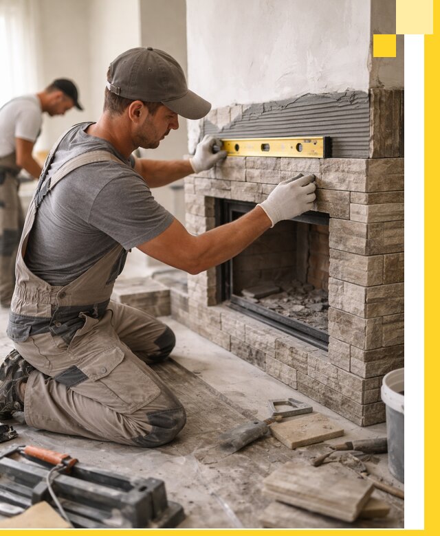 Облицовка каминов в Невинномысске, монтаж и отделка натуральным камнем