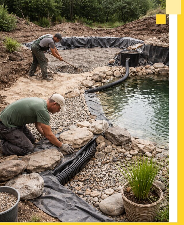 Строительство природных бассейнов и озер в Невинномысске под ключ