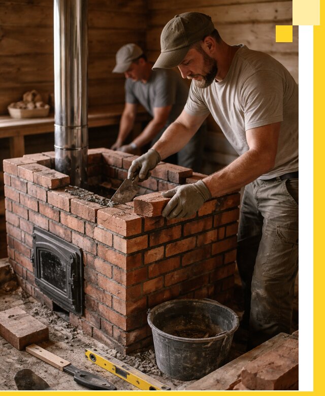 Кирпичные печи для бани под ключ в Невинномысске, проект и монтаж