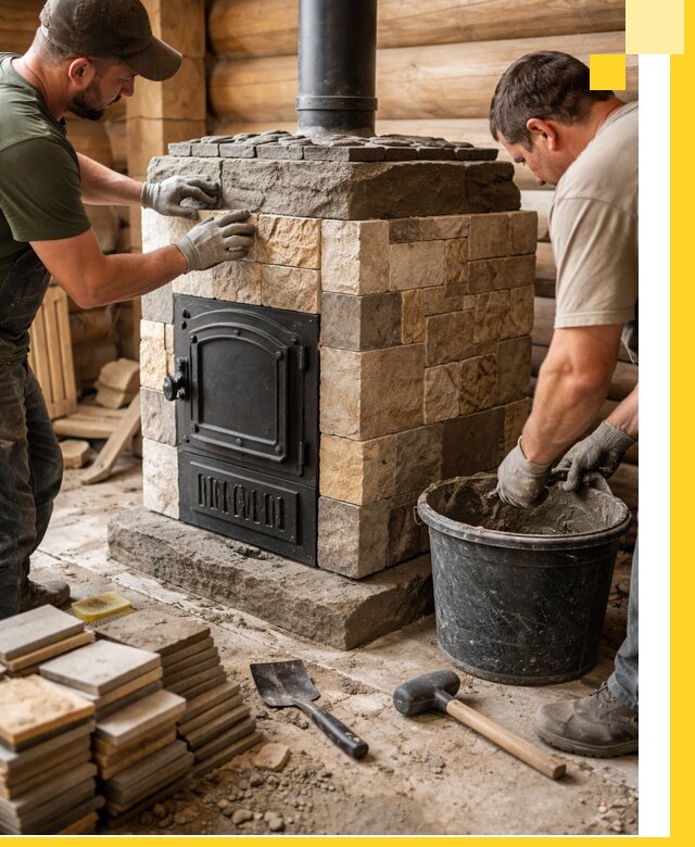 Облицовка банной печи под ключ в Невинномысске: камень и плитка