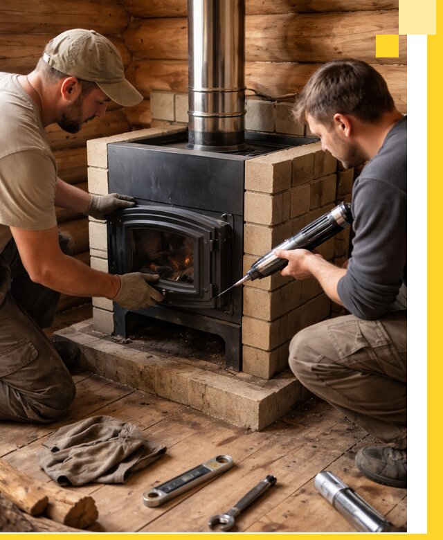 Монтаж и установка печи в бане под ключ с гарантией в Невинномысске