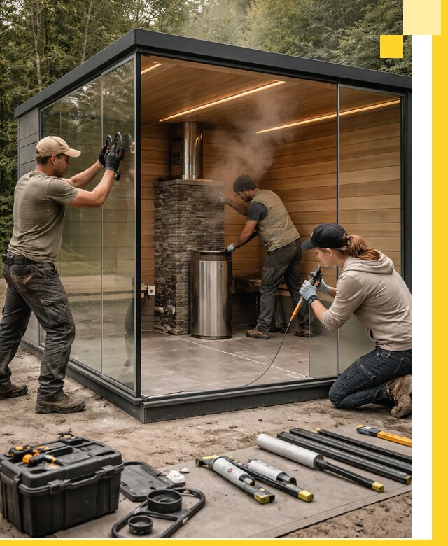 Проектирование и строительство стеклянных бань в Невинномысске