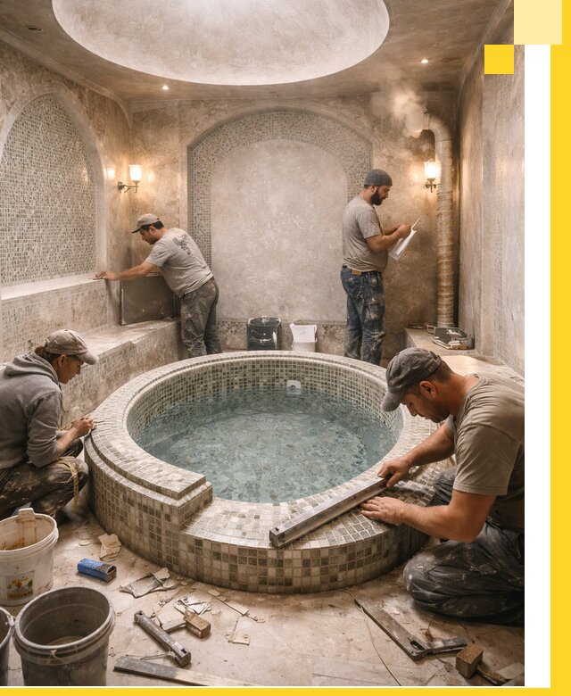 Профессиональное строительство хамама с бассейном в Невинномысске под ключ