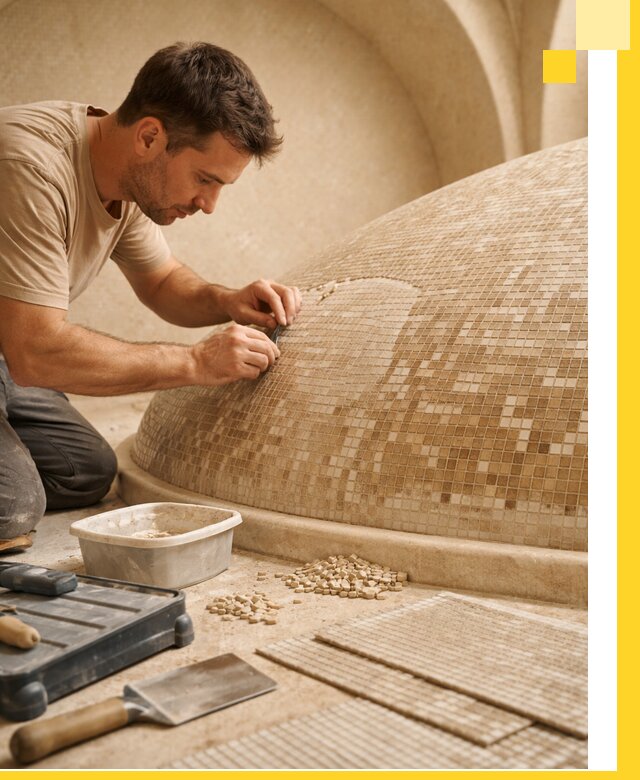 Профессиональная укладка мозаики для хамама под ключ в Невинномысске