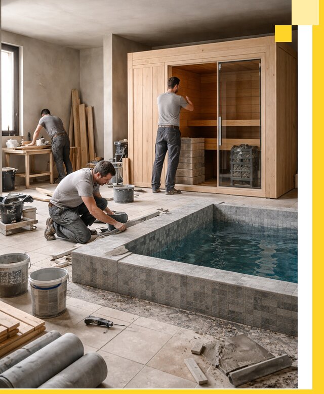 SPA зоны под ключ с бассейном сауной и печью в Невинномысске